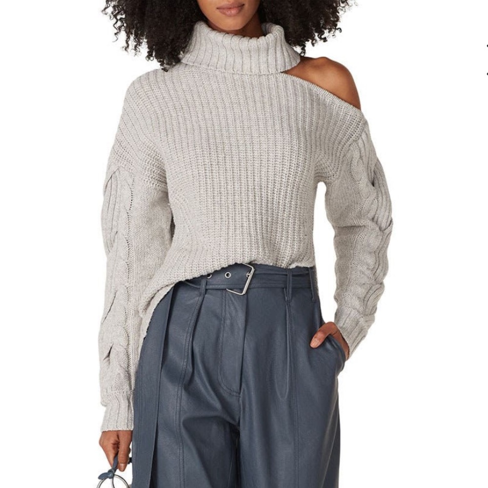 Johnathan Simkhai Aubrey Knit Off Shoulder Turtleneck Sweater 10